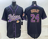 Men's Los Angeles Lakers #24 Kobe Bryant Black With Patch Cool Base Stitched Baseball Jerseys,baseball caps,new era cap wholesale,wholesale hats
